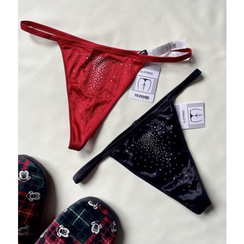 Tezenis Szatén G-String Tanga, Strasszokkal